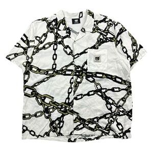 G59 Records Chained Shirt Men XL White Short Sleeve Button Up Rayon Suicide Boys
